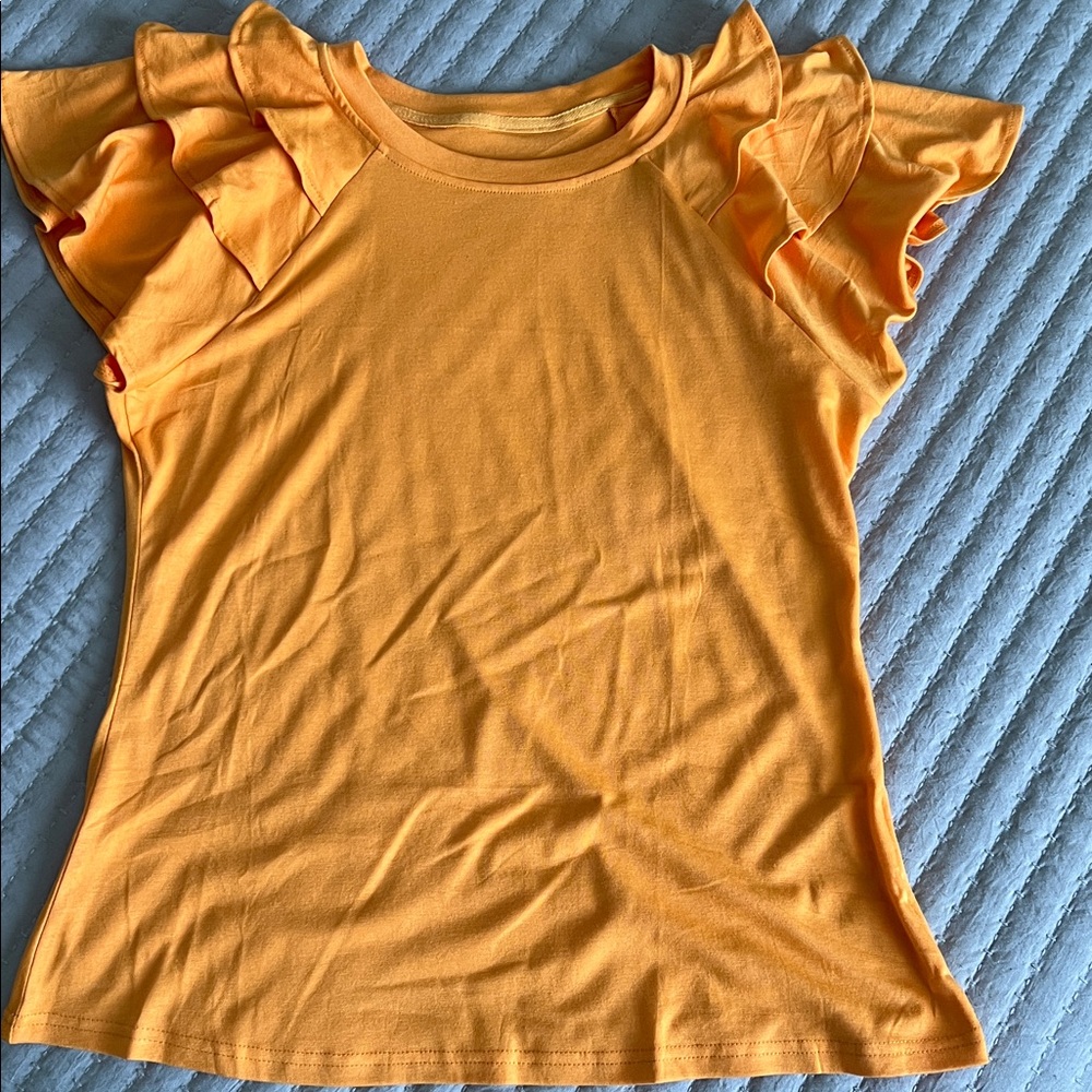 Ruffled Sleeve Orange Top